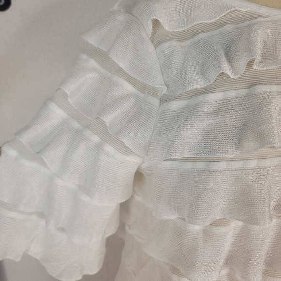 Vanessa Virginia Sz S Top All Over Ruffle White Anthropologie OB 712765 - Picture 3 of 7